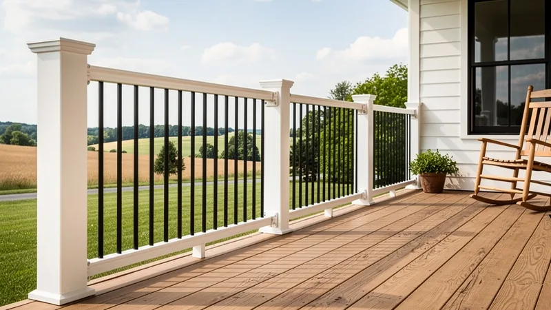 New railing installation on a farmhouse near Gypsum, KS