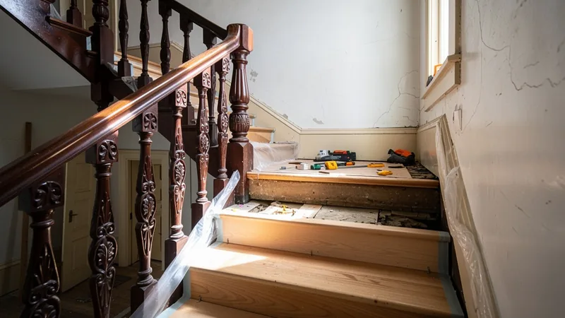 Custom staircase remodel in a historic home in Lindsborg, KS
